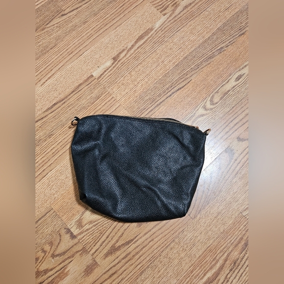 BEBE Textured Black Leather Insert Makeup Bag Rosegold Hardware - Picture 15 of 15